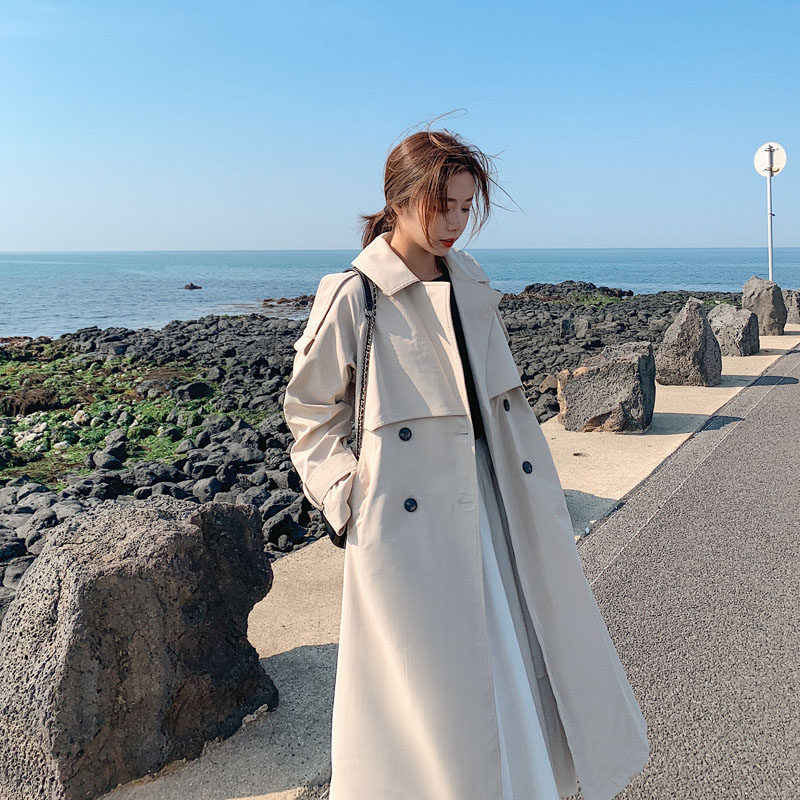 长款女过膝英伦风waitmore学生风衣 兮若风衣