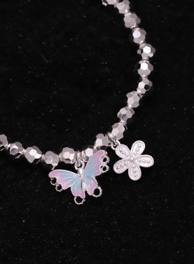 2025年珐琅彩蝴蝶花朵手链蓝紫色时尚设计款显白爆款手工包邮