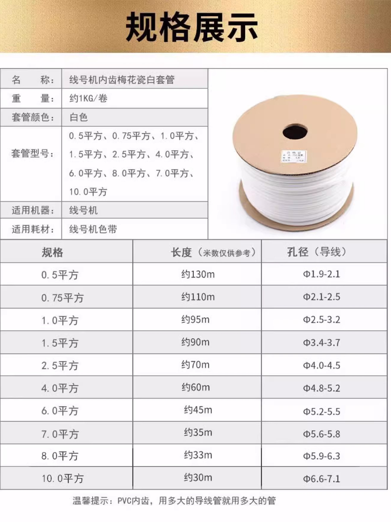 硕方线号机套管PVC线号管打印标识线标号码管电线电缆白色梅花管-图1