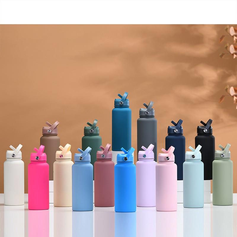 1L大容量陶瓷内胆保温杯1000ml便携式提手带吸管水杯女户外运动水 - 图0