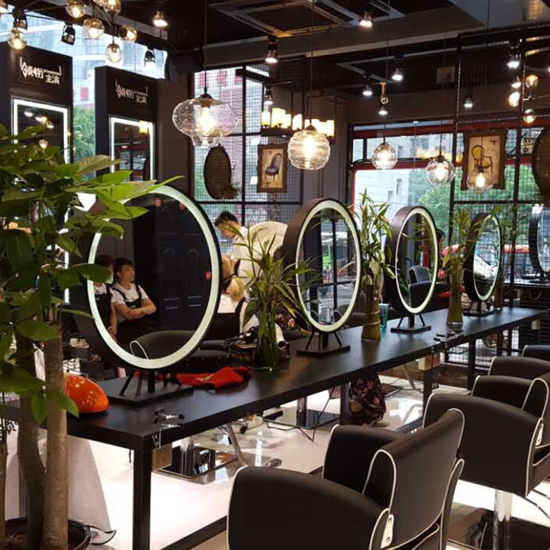 Retro Hair Salon Mirror Table Double Sided Mirror Table Net Red Barber Shop Hair Salon Special