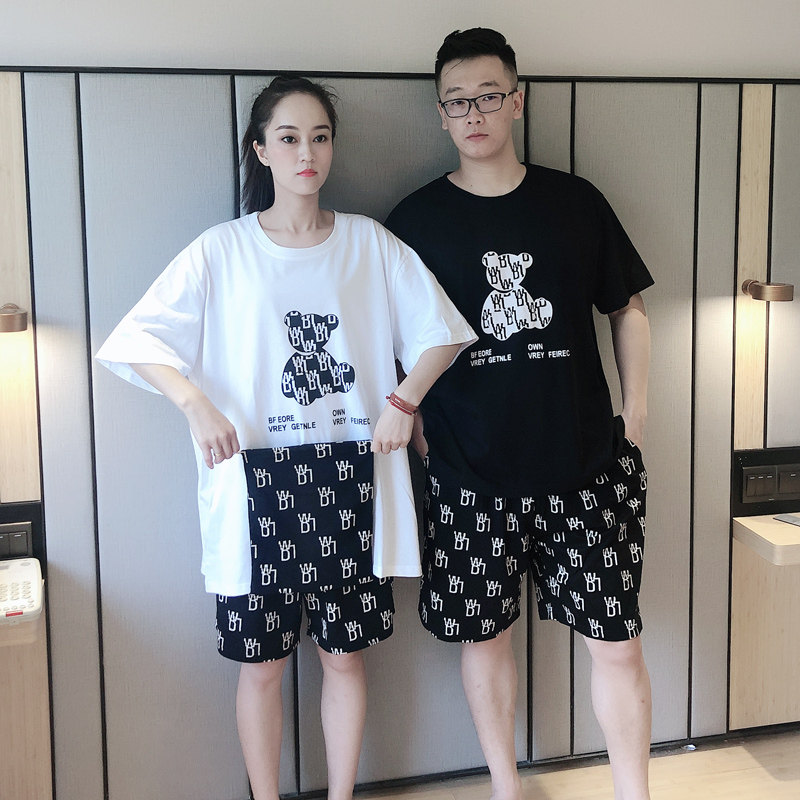 网红爆款ins潮情侣夏天纯棉睡衣 贝慕雪睡衣/家居服套装