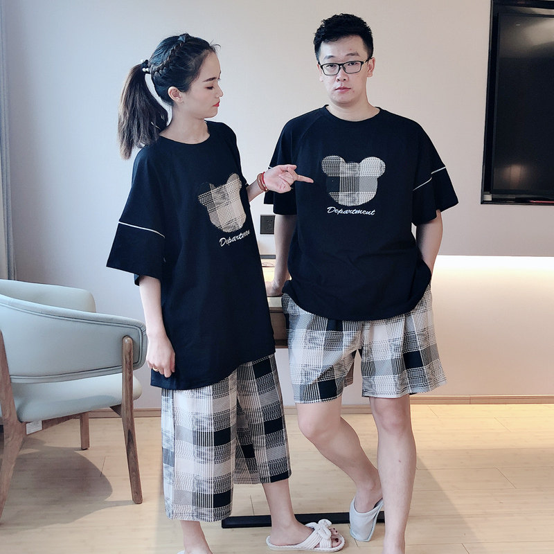 格子休闲大码胖mm200斤纯棉睡衣 贝慕雪睡衣/家居服套装