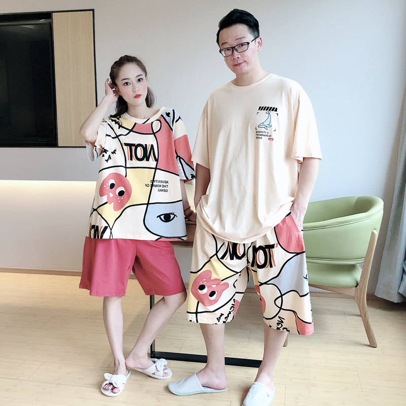卡通涂鸦情侣男女加肥特大全棉睡衣 贝慕雪睡衣/家居服套装