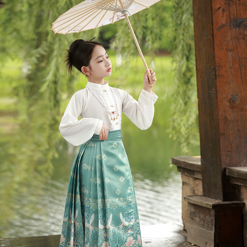 马面裙女童汉服夏季古风儿童裙子中国风女大童国风唐装小女孩童装 - 图3