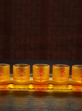 琉璃莲花供水杯财神水杯供奉杯供奉套装观音吉祥供佛茶杯玄关摆件