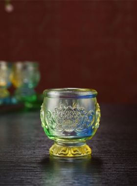 家用琉璃水杯供佛莲花供水供奉关公观音茶杯酒杯财神杯佛具用品