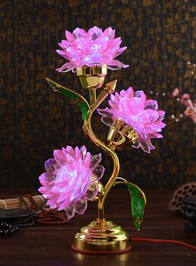 供佛灯仙家道家供奉专用灯招财神灯led七彩水晶莲花灯佛堂灯佛灯