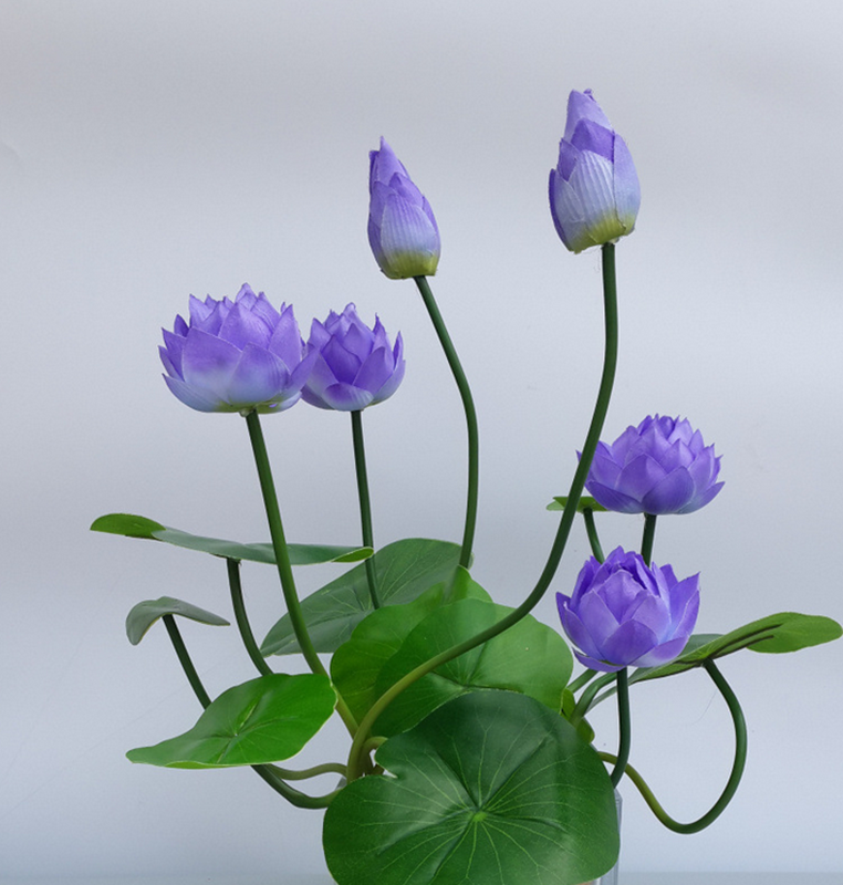 仿真荷花装饰 荷叶鱼缸水池塑料荷花摆件 睡莲花道具假荷花供佛 - 图2