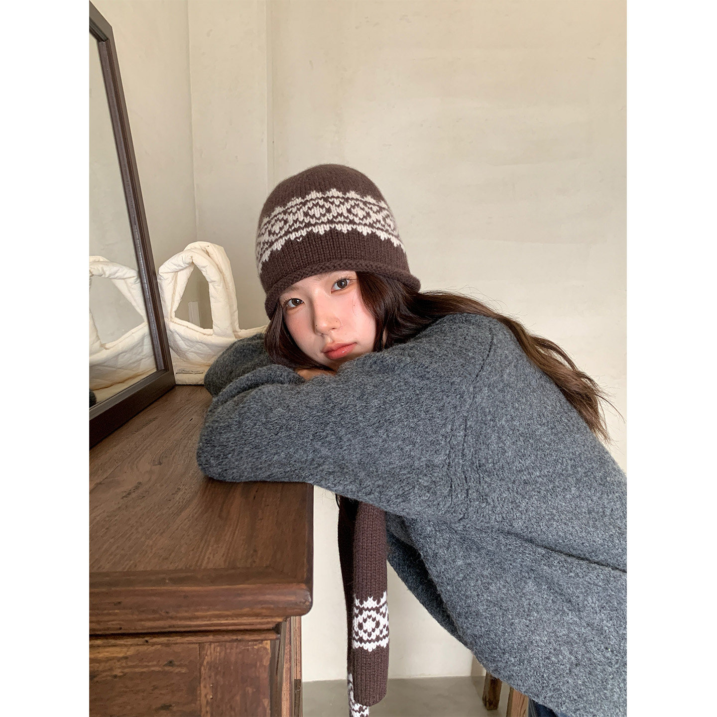 定制款~美利奴羊毛针织帽女2026新款冬季费尔岛毛线帽子卷边冷帽,淘宝优惠券,粉丝福利购,淘宝优惠卷
