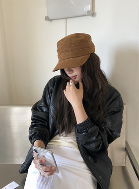 芝士商店~浓郁棕色百搭马术帽女