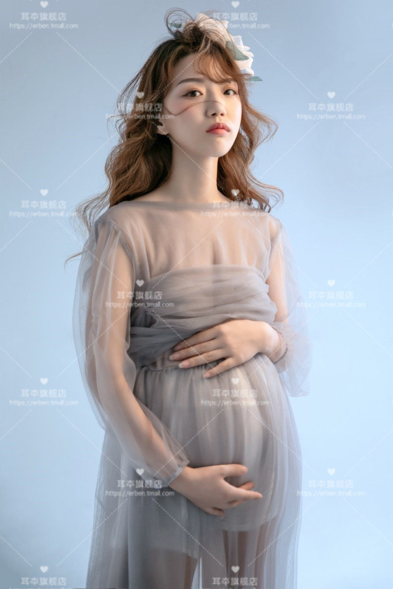 孕妇照新款纱裙孕妇妈咪拍照摄影服 耳夲影楼服装