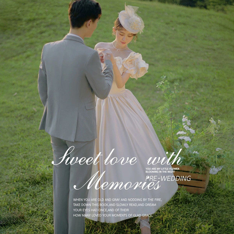 新款影楼主题复古情侣写真婚纱裙 耳夲婚纱