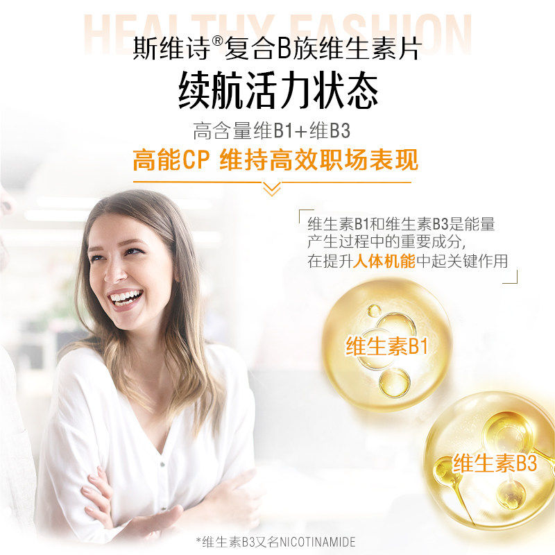 澳洲Swisse斯维诗高强度复合维生素B片B族缓解压力补充能量60粒