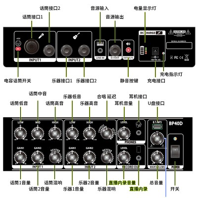 酷乐BP40D户外木吉他专用弹唱音箱萨克斯电子琴演出街头卖唱音响-图3