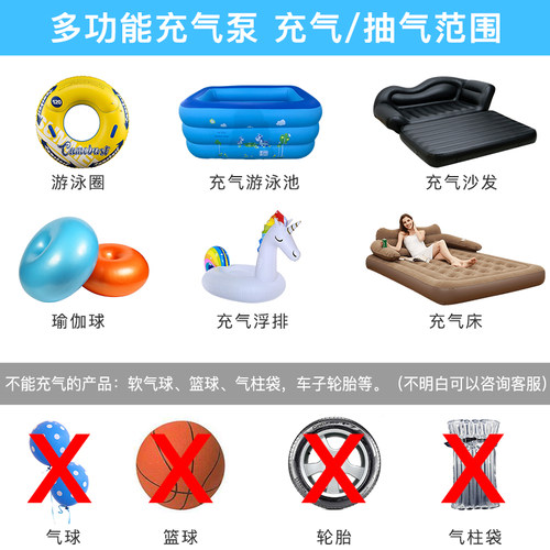 家用充气床充气泵气床垫游泳圈220V气垫便携式车载充气泵打气泵 - 图2