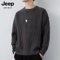 Jeep Gip Mens Sweater Winter Loose Twist Flower Round Collar Knit Clothing New Trendy Wool Clothing Male