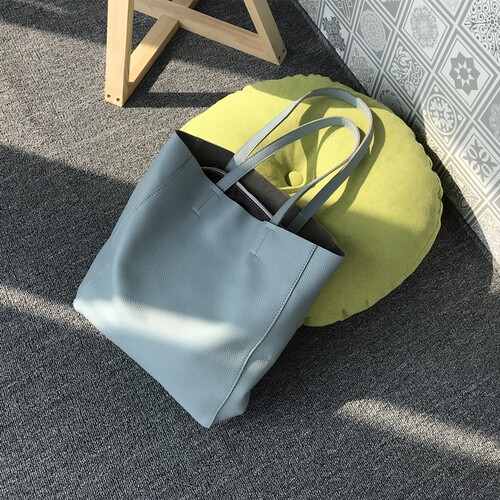 2025新款欧美头层牛皮托特包tote手提单肩女包简约潮搭软皮大包包 - 图2