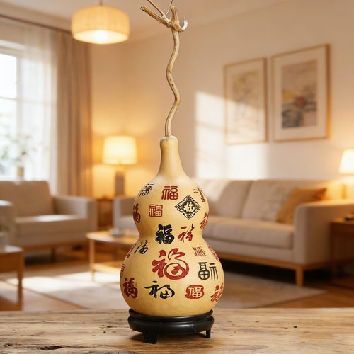 御如意天然真葫芦摆件工艺品礼品家居摆件中国风雕刻福字百福胡芦 - 图1