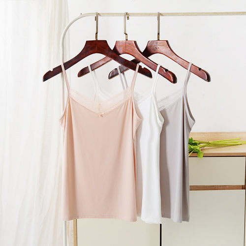 2025夏冰丝无痕打底基础小吊带背心女内搭蕾丝性感吊带睡衣家居服 - 图0
