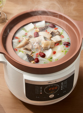 小熊微压电炖锅DDG-E50S5煲汤家用全自动紫砂炖汤锅5.5L大容量电