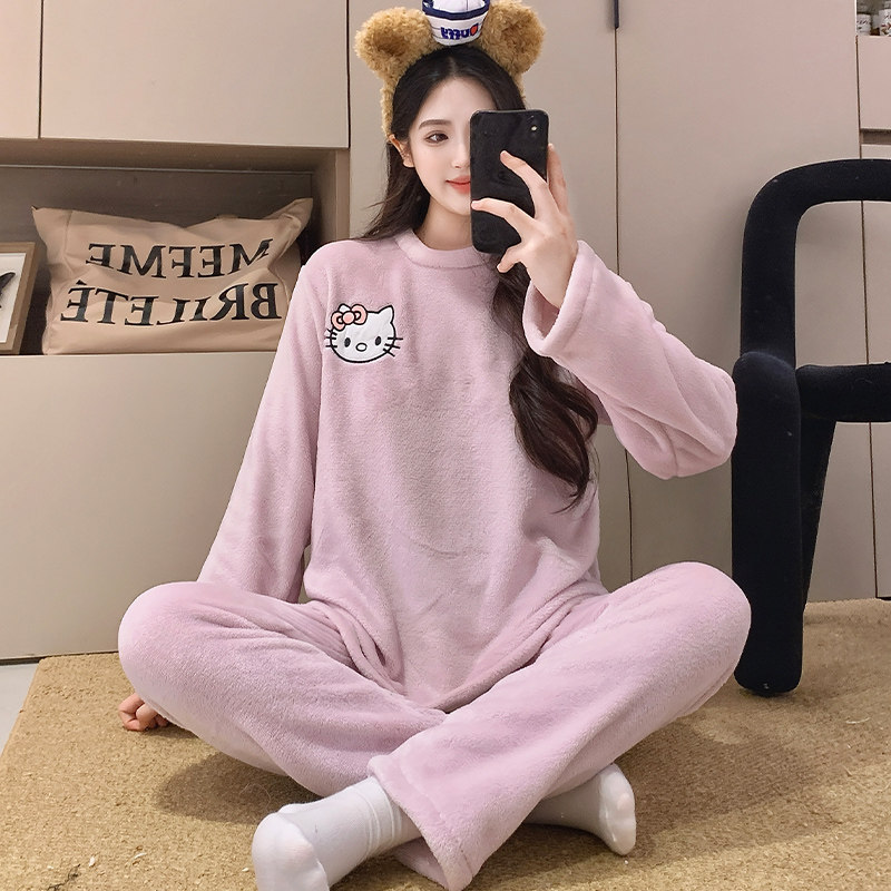 珊瑚绒睡衣女冬季2025新款卡通加绒加厚秋冬可爱小香风家居服套装,淘宝优惠券,粉丝福利购,淘宝优惠卷