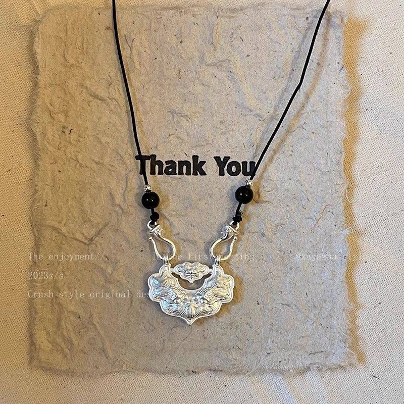 复古新中式平安锁项链女新款民族风气质脖颈链配饰高级感编织,淘宝优惠券,粉丝福利购,淘宝优惠卷