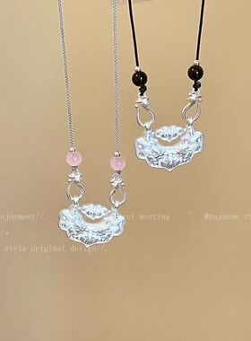 复古新中式平安锁项链女新款民族风气质脖颈链配饰高级感编织