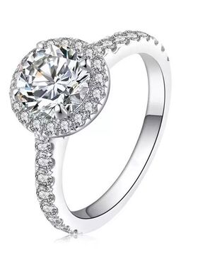 时尚百搭高级爆闪结婚一克拉仿真钻戒指女韩版开口食指环送女友礼