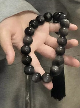 爆款琉璃黑曜石手持绕指柔手串静心古风把玩件男女闺蜜款学生配饰