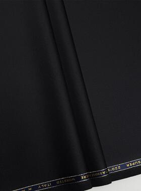 纯黑色微弹力精纺西装面料毛料布料西服布料西装裤职业装定制面料
