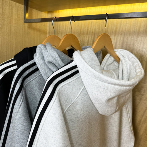 460G重磅连帽卫衣男秋冬款加绒加厚三杠潮牌宽松套头帽衫上衣外套-图2