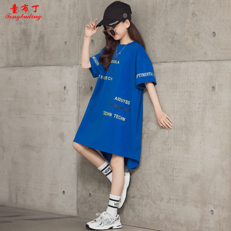 女童连衣裙2022新款个性短袖裙子 童布丁连衣裙