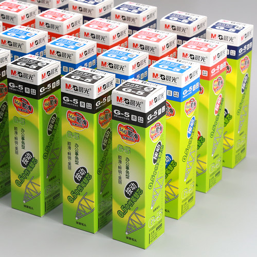 晨光g5按动中性笔芯0.5mm黑色k35子弹头1008按动式圆珠签字水笔红墨蓝粗管替芯g一5学生用考试按压办公文具品 - 图2