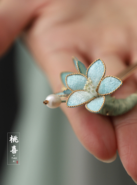 丁香花掐丝仿绒花发簪古风汉服头饰发钗新中式旗袍国风簪子配饰女
