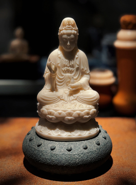 茶空间自在观音佛具工艺品新中式禅意摆件客厅玄关茶宠象牙果摆件