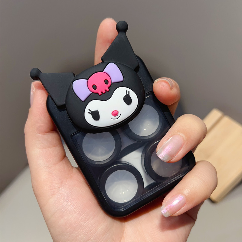 敲好看！隐形眼镜盒可爱卡通透明防漏可装两个美瞳盒子高级感便携 - 图0