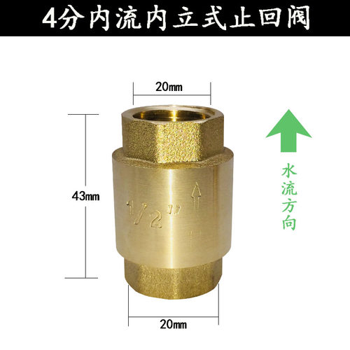 PPR黄铜卧式立式止回阀4分6分1寸水管水表单向逆止阀DN15 20 25 - 图3
