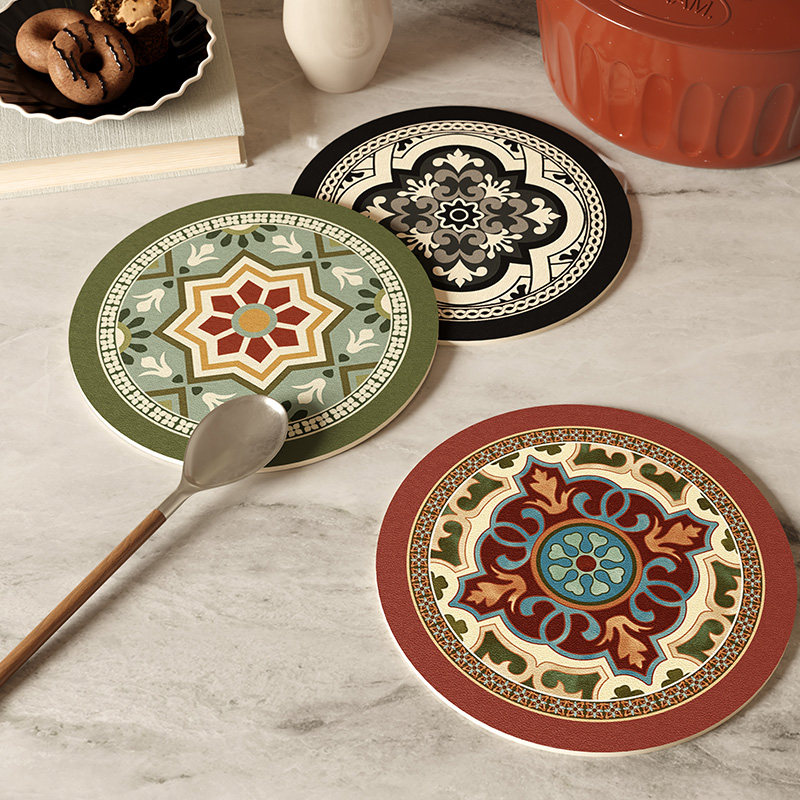 范居态度花砖复古轻奢圆形隔热垫防烫锅垫碗盘杯垫吸水餐垫沥水垫,淘宝优惠券,粉丝福利购,淘宝优惠卷