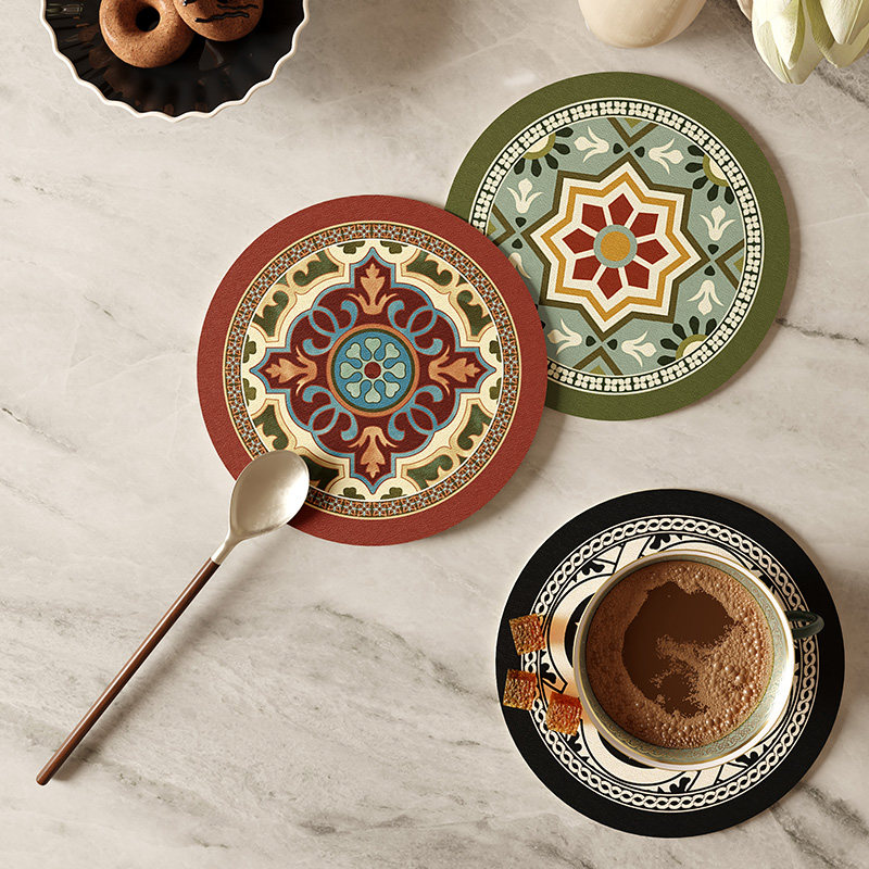 范居态度花砖复古轻奢圆形隔热垫防烫锅垫碗盘杯垫吸水餐垫沥水垫,淘宝优惠券,粉丝福利购,淘宝优惠卷