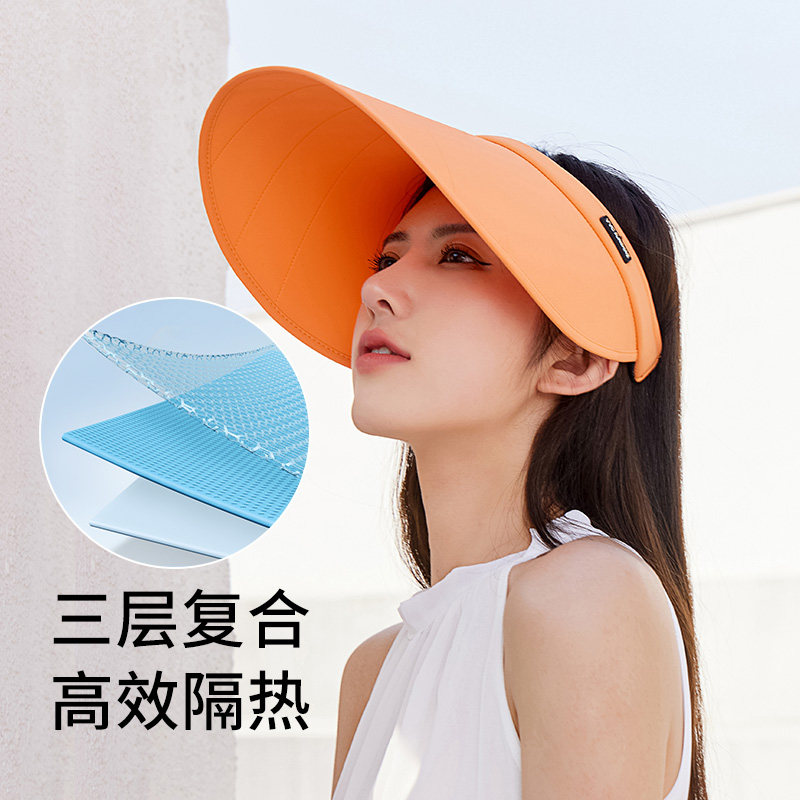 vvc防晒帽女款夏季新款遮脸大帽檐空顶户外女士遮阳帽黑色太阳帽