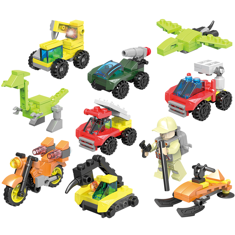 儿童益智小颗粒积木拼装玩具男孩启蒙汽车模型盒装幼儿园礼物拼图