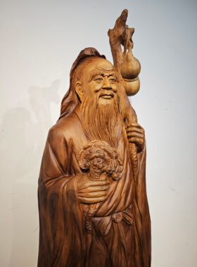 老香樟木药王孙思邈根雕人物摆件