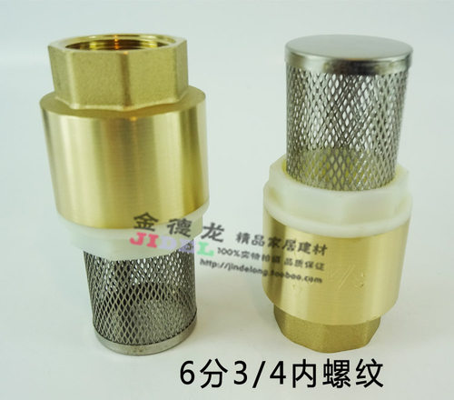 井底阀水泵止回阀不锈钢过滤网水管止逆阀带弹簧塑料芯4分6分1寸 - 图0