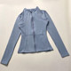 Slim-fitting sports coat with stand-up collar for women with nude look