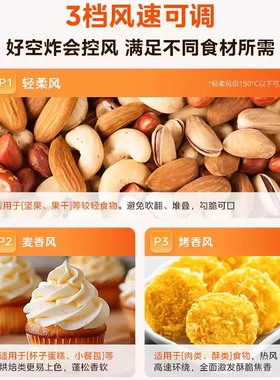 美的空气炸锅6.5L免翻面可视窗智能触控三档风速金属内腔低脂煎炸