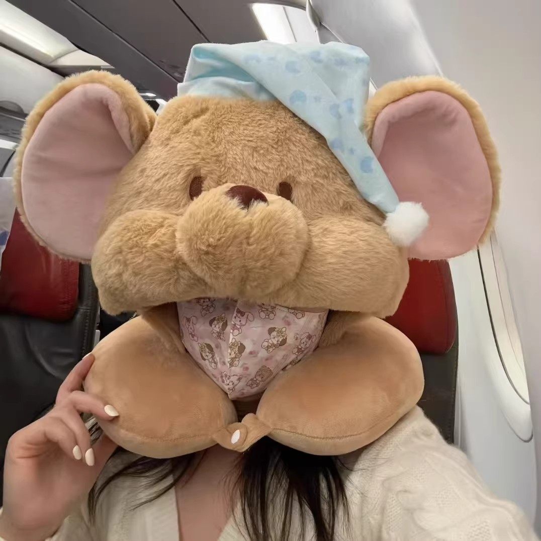 小豆u型枕可爱毛绒玩偶飞机连帽护颈枕长途出差旅行好物创意礼物,淘宝优惠券,粉丝福利购,淘宝优惠卷