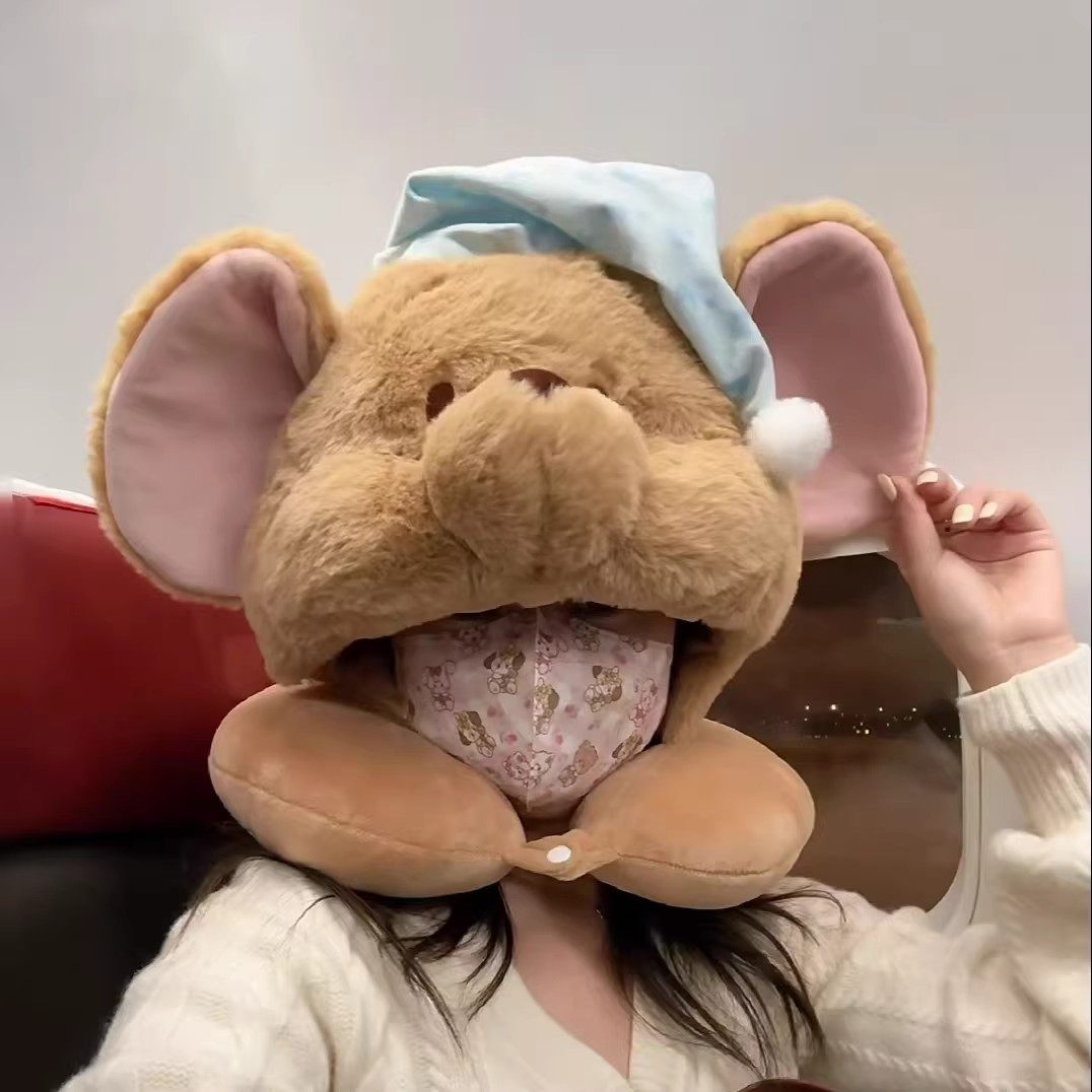 小豆u型枕可爱毛绒玩偶飞机连帽护颈枕长途出差旅行好物创意礼物,淘宝优惠券,粉丝福利购,淘宝优惠卷