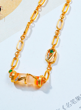 衣锦媚行S925镀金玛瑙竹节手链