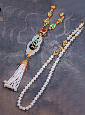 衣锦媚行S925镀金和田玉珍珠项链